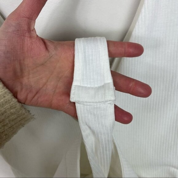 NEW Nordstrom AFRM Striped Bodysuit Double V Neck Mooni White Size XS Minimalist - Picture 5 of 12